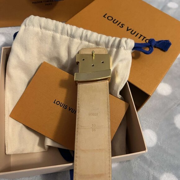 Louis Vuitton Damier Azur LV Belt 90/36 - Gold Buckle with Box and Receipt main image 5